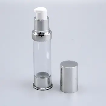 5ML נטול אוויר בקבוק שקוף בקבוק עם כסף שווי/תחתון, ריק קרם/תחליב מדגם למילוי בקבוקים LX1049