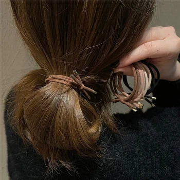 5PCS נשים אלסטי שיער קשרים גומיות בנות Hairbands שיער הגומיות מצופה זהב Bowknot הקוקו מחזיק אביזרים לשיער