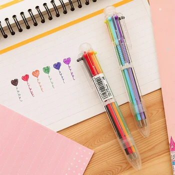 6 צבעים לחץ עט כדורי צבע רב עטים כדוריים כתיבה עט כתיבה יצירתית-Creative ציוד לבית הספר Ballpen