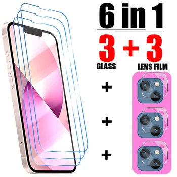 6in1 זכוכית מחוסמת לאייפון 13 12 11 Pro מקס מיני עדשת המצלמה סרט עבור iPhone X XS XR מקס 7 8 6 פלוס SE 2020 זכוכית