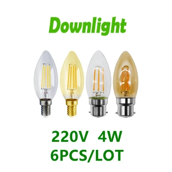 6pcs/Lot LED נורת להט C35 4W רטרו אדיסון המנורה E14 B22 Bombillas AC220V-240V וינטג ' מנורה 2700K 4000K מקורה תאורה ביתית