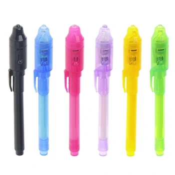 6Pcs/סט דיו בלתי נראה עט מובנה אור UV במשך עט בטיחות לשימוש