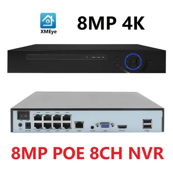 8MP 4K פו NVR H. 265 8CH מעקב רשת מקליט וידאו IP מצלמת אבטחה Ai זיהוי פנים מערכת טלוויזיה במעגל סגור XMEye P2P
