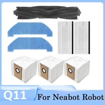 8Pcs החלפת אביזרים Neabot Q11 רובוט שואב אבק חלקים רחיץ הראשי מברשת HEPA מסנן שקית אבק מגב