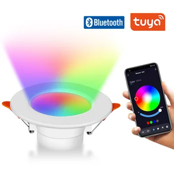 AC85-265V Tuya Bluetooth Smart Downlight LED Smart Downlight 10W RGB Dimmable סיבוב אור תקרת RGBCW עיצוב הבית הזרקורים.