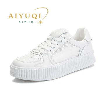 AIYUQI עור אמיתי נשים נעלי ספורט 2023 חדש רשת האביב לבן נעלי נשים חיצונית פנאי לוח נעלי נשים