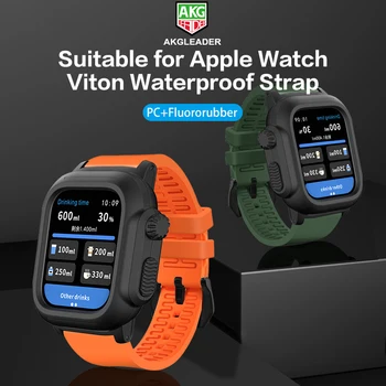AKGLEADER PC+Fluororubber אפל שעונים Viton עמיד למים רצועה עבור אפל שעונים 8 Utra 49mm/iwatch סדרה 8 7 6 5 להקות השעון