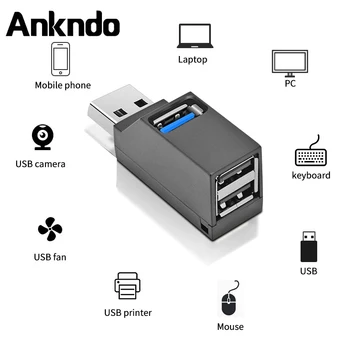 ANKNDO רכזת USB 3.0 2.0 רב יציאת הרחבה מתאם USB נייד מפצל עבור מקלדת עכבר מדפסת במהירות גבוהה USB 