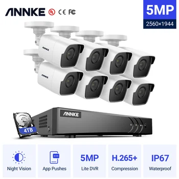 ANNK H. 265+ 5MP לייט Ultra HD DVR 8CH מצלמות במעגל סגור, מערכת אבטחה 8PCS חיצונית 5MP EXIR ראיית לילה מצלמת וידיאו ערכת