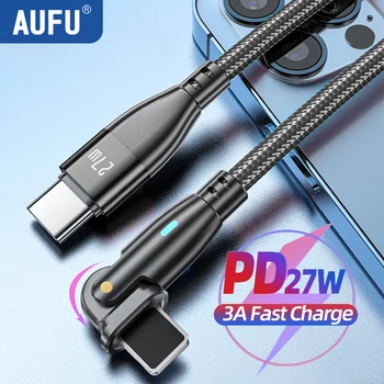 AUFU PD27W USB C כבל טעינה מהירה כבל לאייפון 14 13 12 Pro מקס XR 180 לסובב את כבל ה USB-טלפון נייד כבל נתונים לאייפון