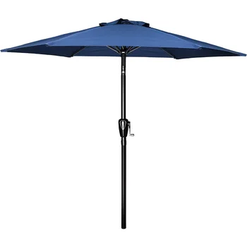 Aukfa 7.5 ft סביב פטיו מטריה - חיצונית מטריה עבור השוק בריכה חוף - כחול