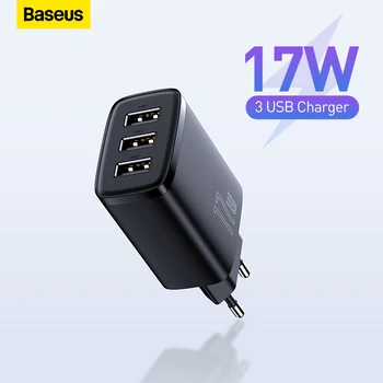 Baseus 17W האיחוד האירופי תקע מטען USB 3 מיני דינמי כוח הפצה עבור הטלפון אוזניות טעינה לאייפון Huawei Xiaomi סמסונג