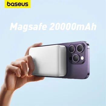 Baseus כוח הבנק 20000mAh 20W אלחוטי מגנטי מטען לטלפון Magsafe Powerbank טעינה מהירה עבור iPhone 14 13 12 סדרות