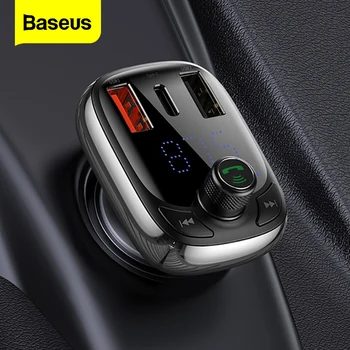 Baseus משדר FM טעינה מהירה 4.0 3.0 QC4.0 QC מהיר USB מטען לרכב דיבורית Bluetooth 5.0 ערכת רכב נגן MP3 אפנן FM