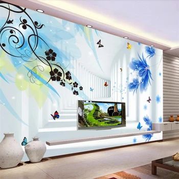beibehang התאמה אישית HD ציור קיר טפט 3d הכחול מקום להאריך אירופה המסמכים דה parede ציורי קיר נייר עבור חדרי המגורים טפט