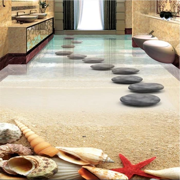 beibehang מעובה לביש PVC קומה רצפה צבועים מודבקת על חוף הים מעטפת אבן 3D אמבטיה אריחי רצפה