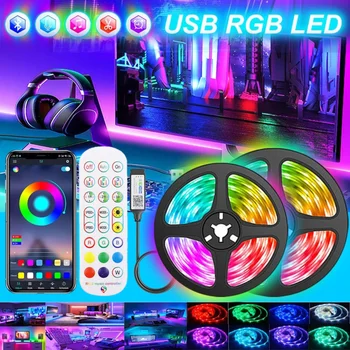 Bluetooth USB LED רצועת אור 5050 SMD 5V RGB אורות גמיש LED מנורת הקלטת סרט RGB דביק קיר חדר טלוויזיה, שולחן עבודה דיודה