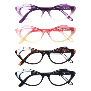 Boncamor משקפי קריאה האביב ציר נשים עין חתול דקורטיביים משקפיים HD מרשם הקורא Eyewear 0~600