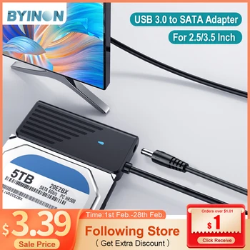 Byinon 3.5 אינץ SATA to USB 3.0 כבל מתאם USB SATA 3 כבלים עבור 2.5