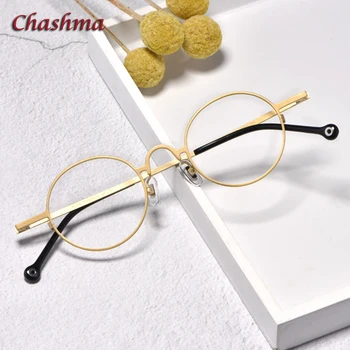 Chashma סיבוב משקפי קריאה טהור טיטניום איכותי רטרו קטן מרשם אופטי משקפי וינטג מסגרת משקפיים