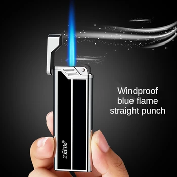 Cigar Lighter Jet Flame נייד בוטאן לפיד מצית עם אגרוף מיני מתכת מצית על קופסת מתנה עבור סיגרים.
