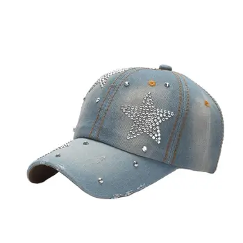 COKK ג ' ינס כובע בייסבול נשים קיץ סתיו שמשיה אופנה כוכב זוהר כובע כובע נשי מזדמן מתכוונן Snapback Gorro