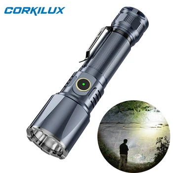 CORKILUX CX2 21700 EDC פנס אולטרה חזק טקטי LED לפיד סוג C נטענת USB הגנה עצמית, ציד מנורת זרקור