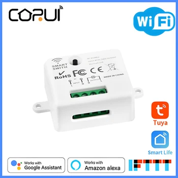 CoRui Tuya WiFi Mini חכם מודול מתג חוט טלפון נייד שלט רחוק RF / Rf433 WiFi מבוקר באופן קבוע