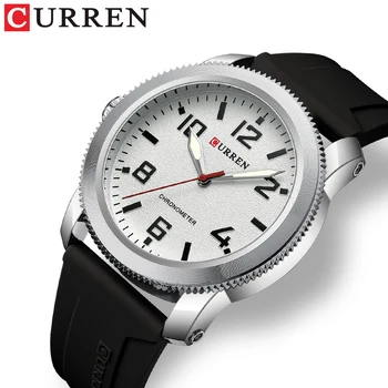 CURREN חדש אופנה שעונים לגברים יד שמאל עיצוב קוורץ שעוני יד עם סיליקון צמיד 8454