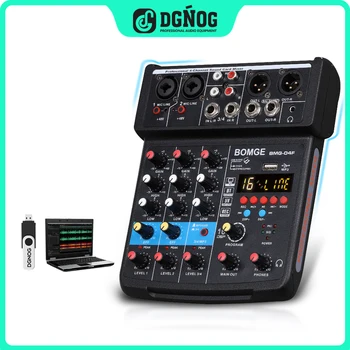DGNOG 4ch סאונד מיקסר DJ ערבוב קונסולה עם 24 אקו DSP Bluetooth מתח פנטום 48V לפקח קריוקי מערכת 5V USB מיקסר אודיו