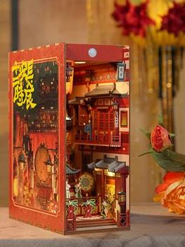 Diy עץ הספר פינה מדף להכניס ערכות 12 שעות ב-צ ' אנג של מחזיקי ספרים מיניאטוריים בניית ערכות מדף הספרים בתי בובות החברים מתנות