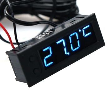 DIY-תכליתי דיוק גבוהה מכונית שעון טמפרטורה מתח סוללה צג מד המתח DC 12V