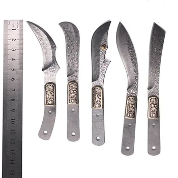 Dropship דמשק פלדה חד Diy הסכין החסר נירוסטה קבוע להב הסכין Billets חלקים קמפינג הישרדות ישר סכינים