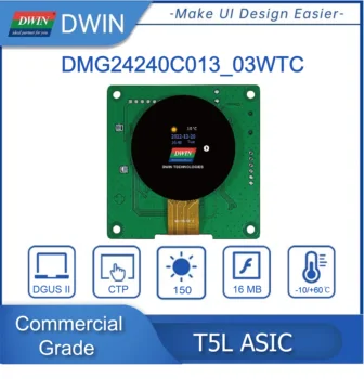 DWIN 1.3 אינץ עגולה תצוגת LCD 240*240 פיקסלים ברזולוציה מסך 262K צבעים IPS-מסך TFT-LCD עם זווית צפייה רחבה HMI