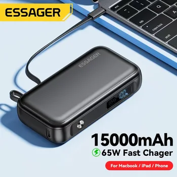 Essager כוח הבנק 15000mAh מטען נייד Powerbank משטרת QC 3.0 65W מהר מטען סוללה חיצוני טלפון נייד עבור iPhone Xiaomi