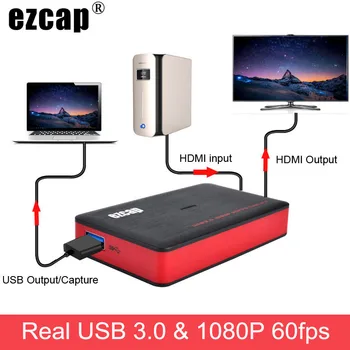 Ezcap USB 3.0 צילום וידאו כרטיס וידאו HDMI הקלטה משחק תיבת לחיות Sreaming עבור ה-XBOX PS3 PS4 מחשב נייד YUY2 Full HD 1080P 60fps