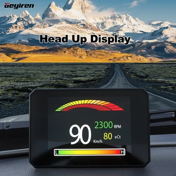GEYIREN OBD2 Head-up Display רכב חכם האד מד דיגיטלי מד המהירות במכונית אלקטרוניקה להציג מים&שמן זמנית צריכת דלק