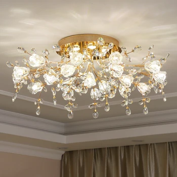 GPD נורדי יוקרה פרח קריסטל K9 התקרה מנורות LED בסלון Lampara עבור חדר השינה המטבח תאורה פנימית люстра потолочная