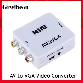 Grwibeou AV 2 VGA ממיר וידאו ממיר תיבת AV RCA וידיאו VGA Video Converter Conversor עם אודיו 3.5 מ 