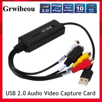 Grwibeou חדש USB 2.0 Audio Video כרטיס לכידת קל כובע מתאם קלטת וידאו ל-DVD לכידת וידאו עבור Windows 10/7/8/XP לכידת וידאו