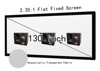 HD 130inch 2.35:1 אקוסטי שקוף מקרן, מסך קטיפה שחורה מסגרת קבועה Hifi קולנוע על מסכי