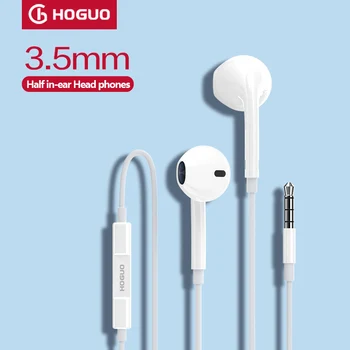 Hoguo אוזניות עם מיקרופון מובנה 3.5 מ 