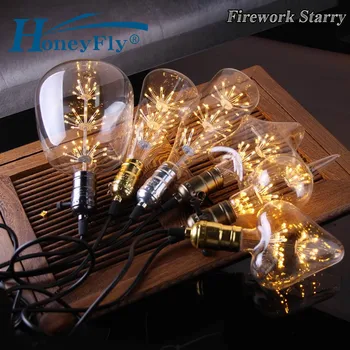 HoneyFly LED אדיסון את הנורה E27 220V וינטג ' כוכבי השמים מנורת רטרו דינור ניתן לעמעום נורות חג המולד בבית קישוט המועדון