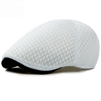 HT1377 קוריאה סגנון השמש בקיץ כובע כובעים רגיל מוצק שחור לבן אפור אייבי נהג שטוח כובעי לנשימה רשת גברים, נשים, כובעי הברט.