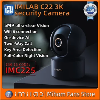 IMILAB סי22 מצלמת אבטחה 3K IP Wifi פנימי Vedio מעקב בבית מצלמות במעגל סגור, מצלמת 360 מעלות מעקב תנועה אינפרא-אדום לראיית לילה מצלמת אינטרנט