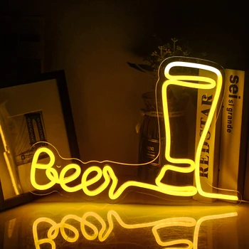 Ineonlife בירה חובב בירה ניאון, בירה זכוכית עיצוב בירה מטבח אסתטיקה בר אווירה של מסיבה אישיות אמנות קיר בעיצוב