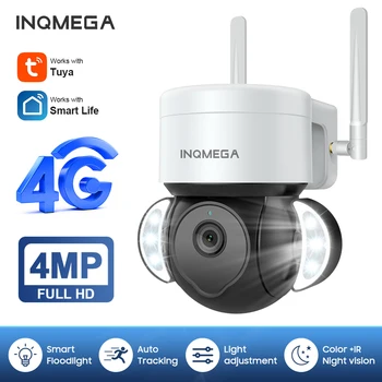 INQMEGA 4M 2K PTZ IP מצלמה 4G SIM Tuya תאורת אבטחה והגנה חכמה חיי הבית של Google אלקסה מעקב וידאו מצלמת טלוויזיה במעגל סגור
