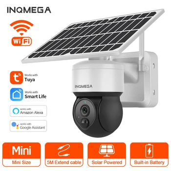 INQMEGA עם פנל סולארי המצלמה TUYA 1080P HD וידאו, מעקב, תמיכה ב-Google עוזר, אלקסה העוזרת החכמה