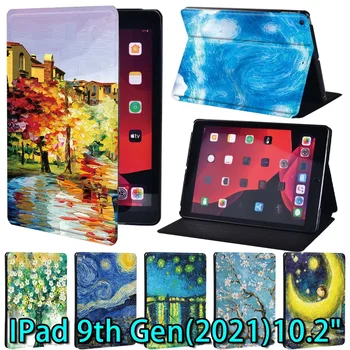 iPad 10.2 אינץ ' התיק 2021 IPad 9 דור מקרה Funda ipad 9 לוח קיפול לעמוד לכסות את הציור סדרה דפוס