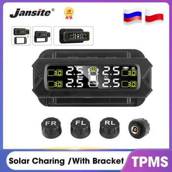 Jansite המכונית TPM לחץ צמיגים ניטור אזעקה מערכת אנרגיה סולארית תשלום TPM להוסיף סוגריים לכוונן את הבהירות IP68, עמיד למים